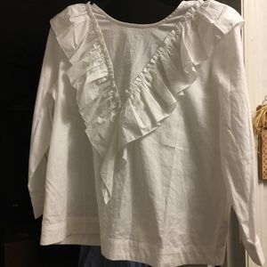 White ruffled top